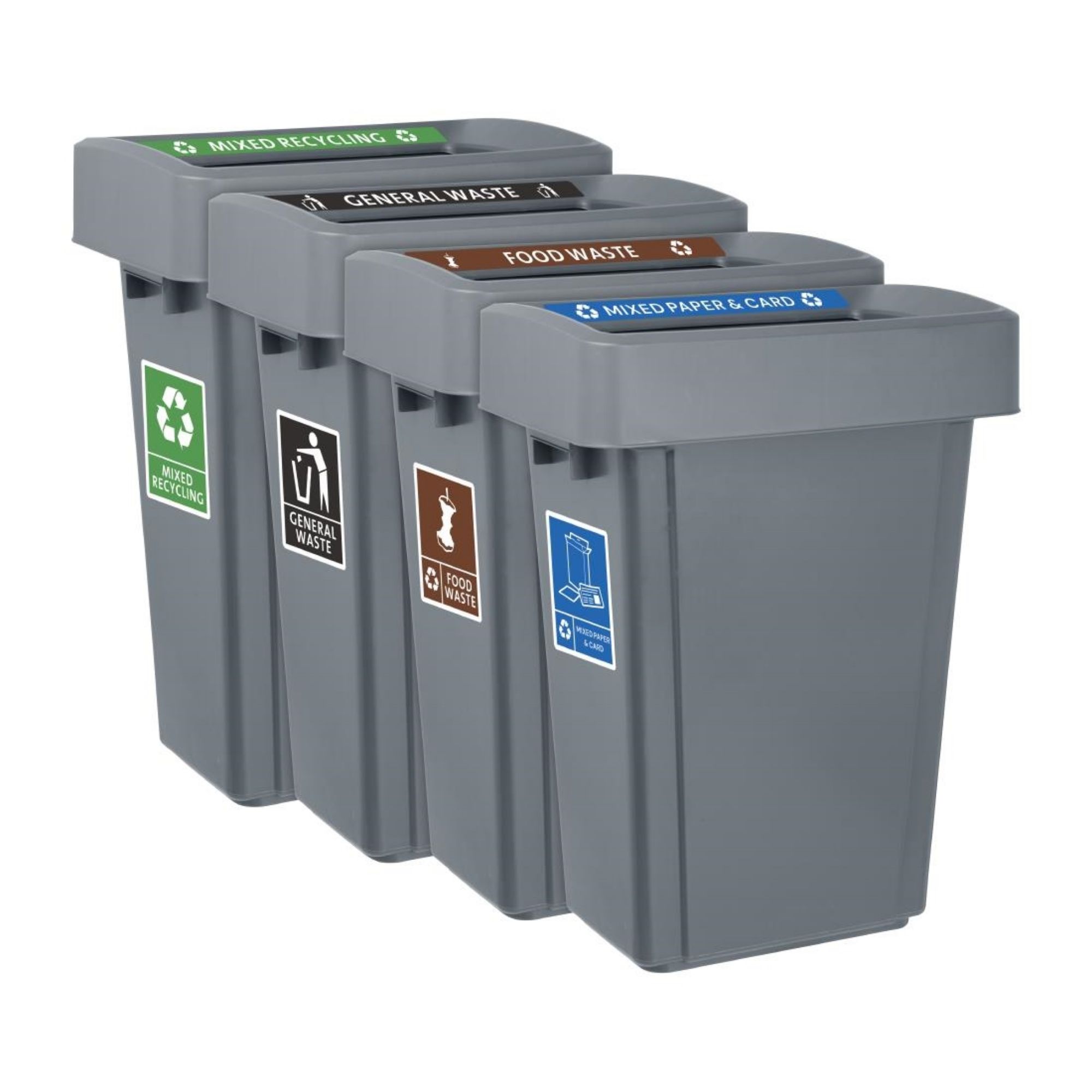 Picture of Jantex Simpler Recycling Slim Bin Bundle Grey 4x 60Ltr