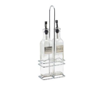 Picture of Square Glass Oil & Vinegar With Chrome Stand