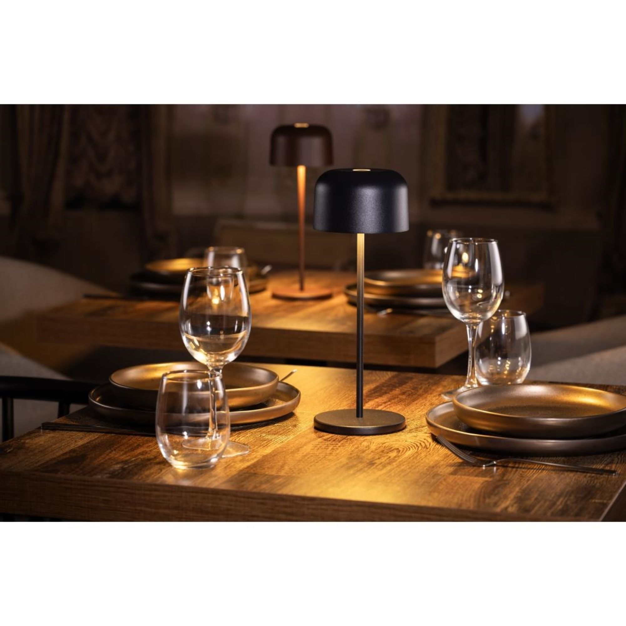 Picture of Olympia Siena Table Lamp Round Dome Black 300mm