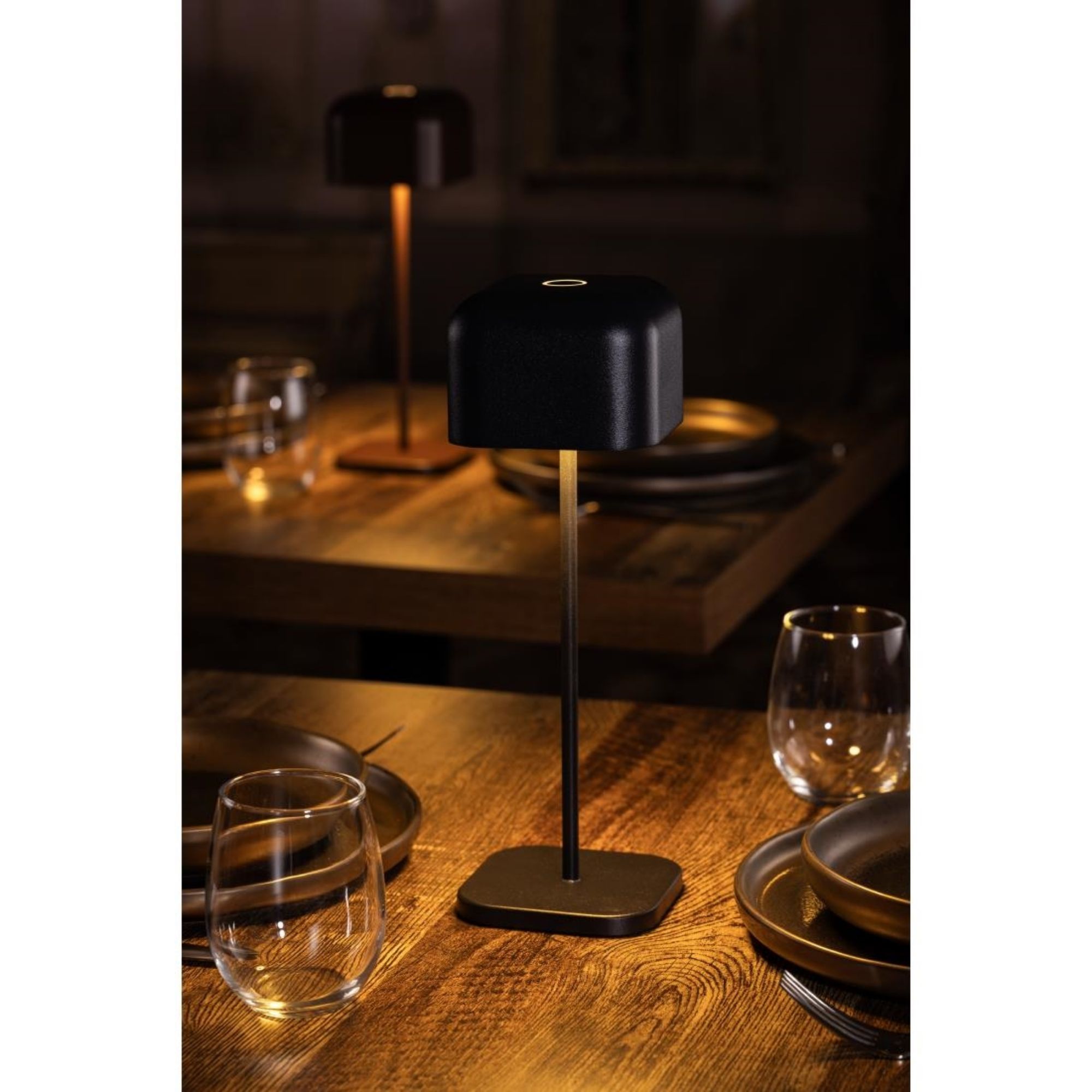 Picture of Olympia Lucca Table Lamp Squared Dome Black 300mm