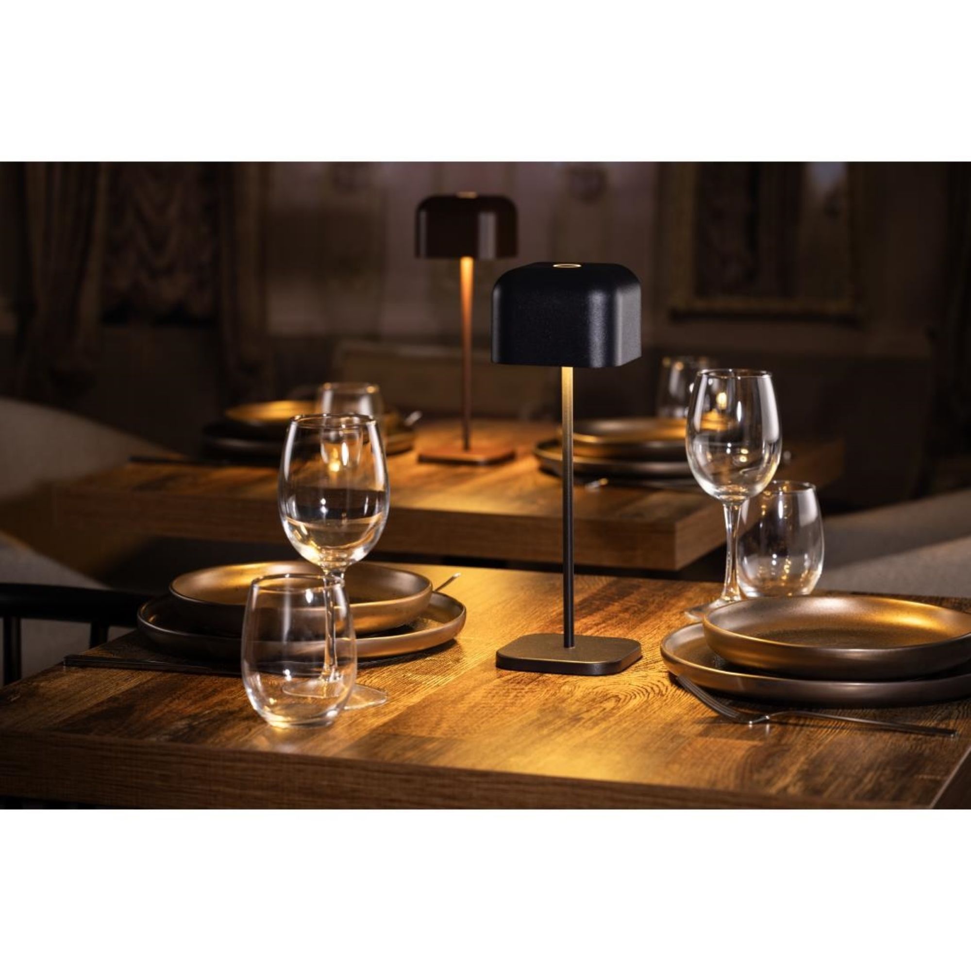 Picture of Olympia Lucca Table Lamp Squared Dome Black 300mm