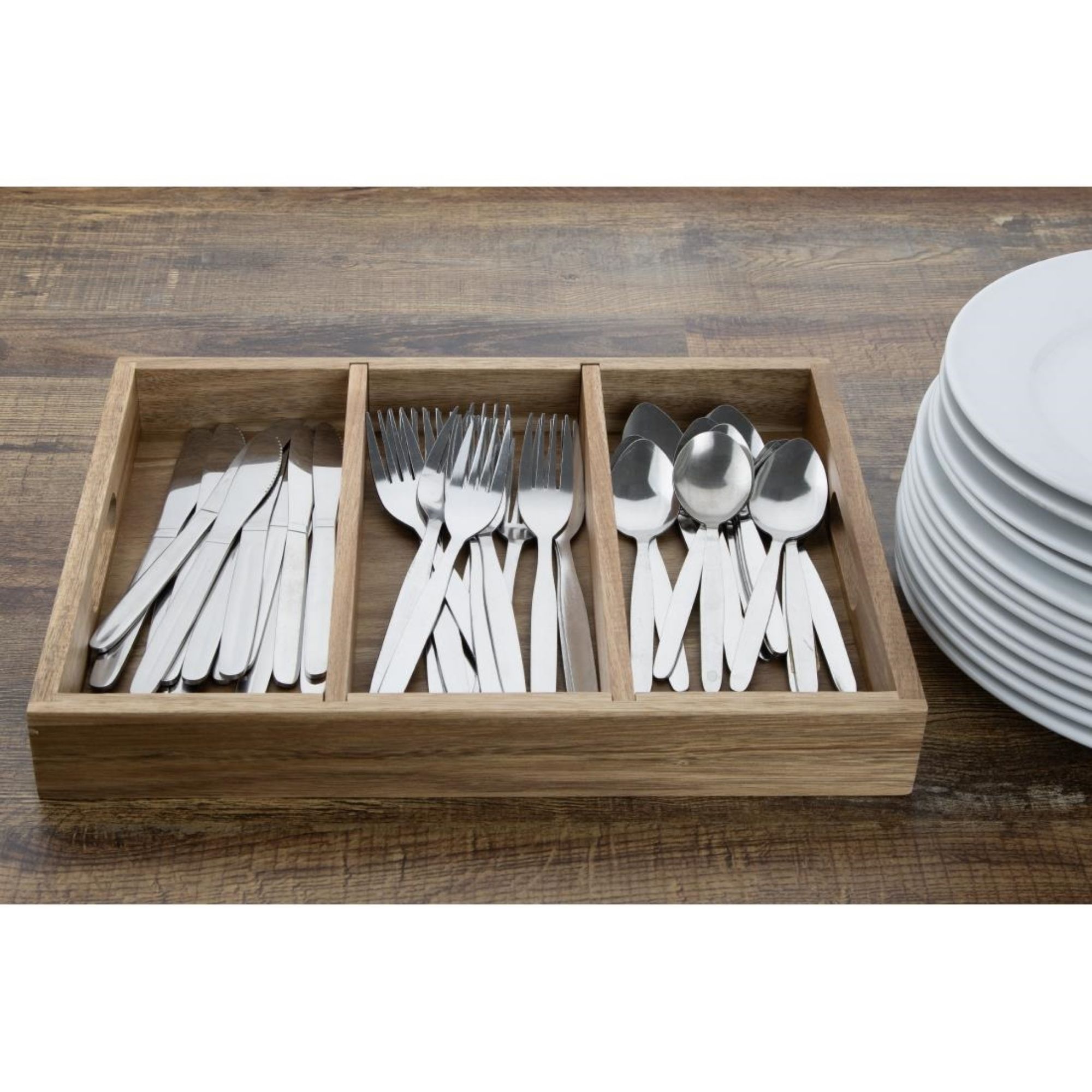 Picture of Olympia 3 Section Cutlery Tray Acacia Wood