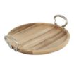 Picture of Olympia Round Dish Acacia Wood With Metal Handles 345x305x80mm