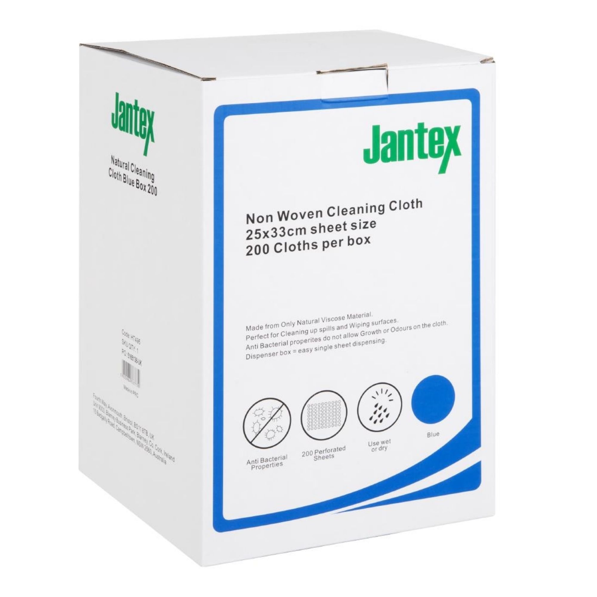Picture of Jantex Green Compostable Cleaning Cloth Blue (200 pack)