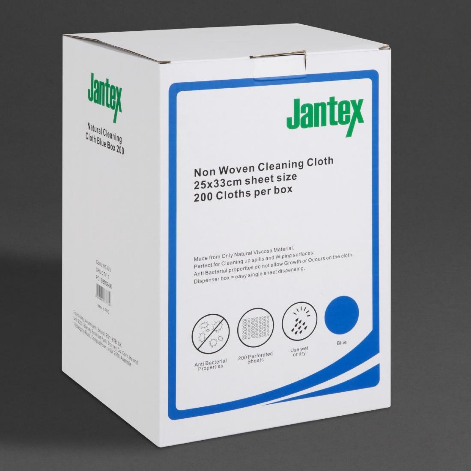 Picture of Jantex Green Compostable Cleaning Cloth Blue (200 pack)