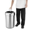 Picture of Bolero Brushed Steel Bin with Open Top Lid 70Ltr