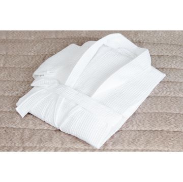Picture of Mitre Essentials Honeycomb Bathrobe White Medium
