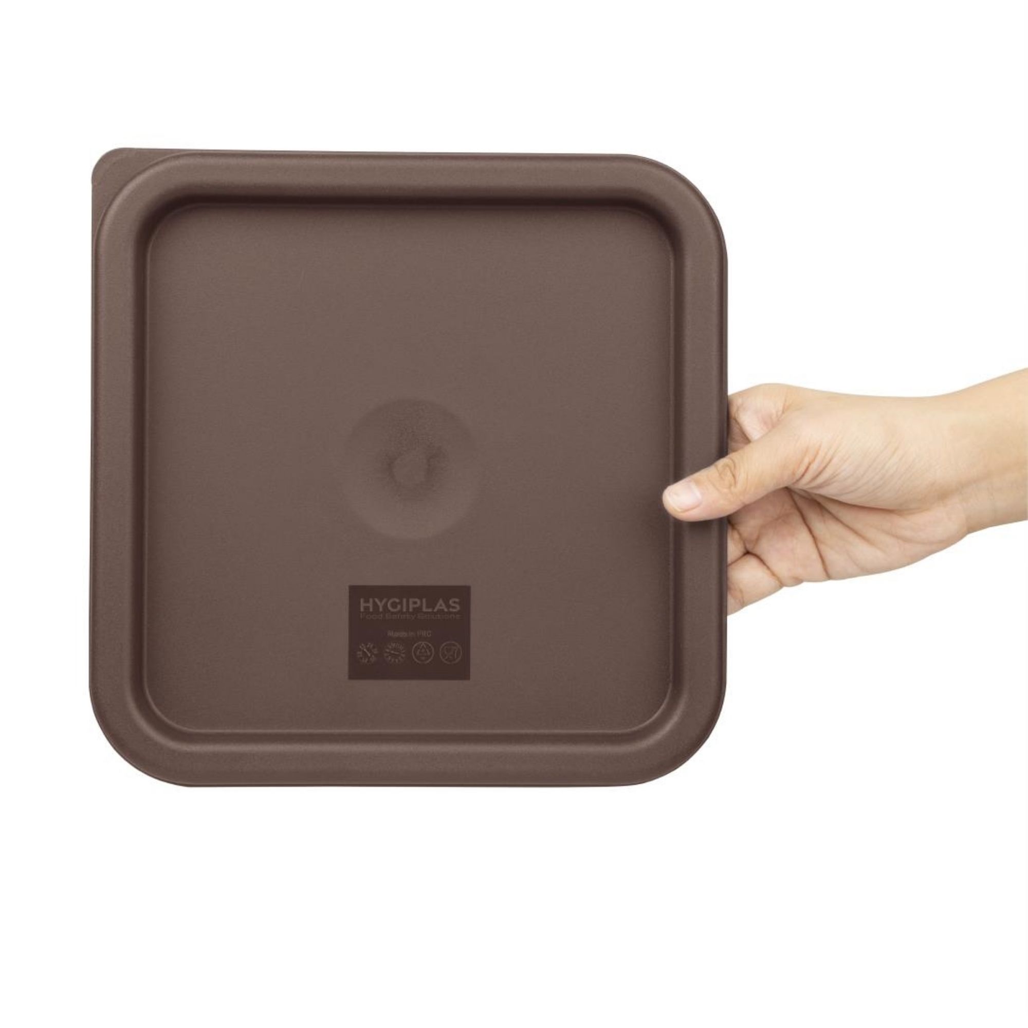 Picture of Hygiplas Square Food Storage Container Lid Brown Medium