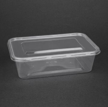 Picture of Fiesta Recyclable Plastic Microwavable Containers with Lid Medium 650ml (250 Pack)