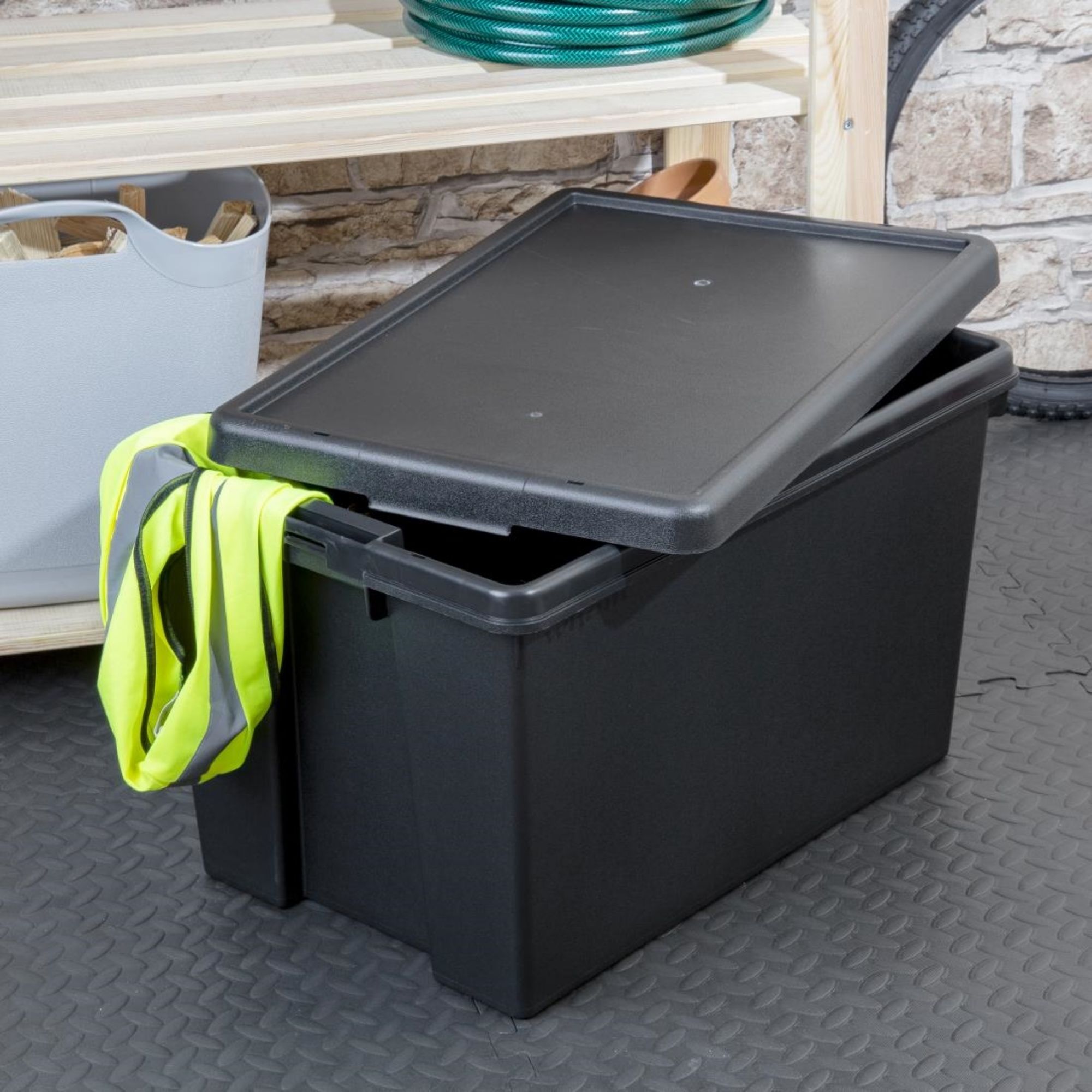 Picture of Wham Bam Recycled Storage Box & Lid Black 62Ltr