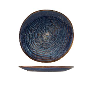 Picture of Terra Porcelain Aqua Blue Organic Plate 25cm - Pack of 6