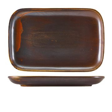 Picture of Terra Porcelain Rustic Copper Rectangular Plate 34.5 x 23.5cm - Pack of 6