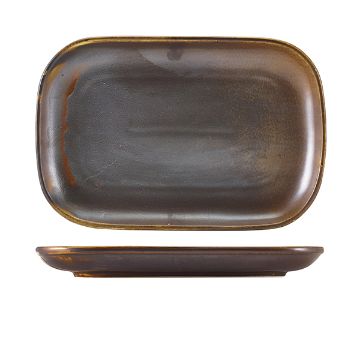 Picture of Terra Porcelain Rustic Copper Rectangular Plate 29 x 19.5cm - Pack of 6