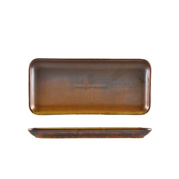 Picture of Terra Porcelain Rustic Copper Narrow Rectangular Platter 27 x 12.5cm - Pack of 6