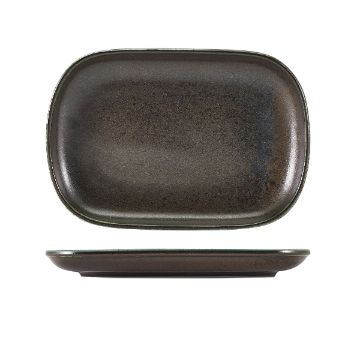 Picture of Terra Porcelain Black Rectangular Plate 24 x 16.5cm - Pack of 12