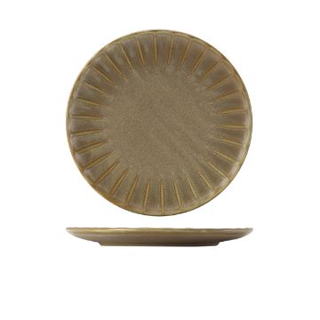 Picture of Terra Porcelain Matt Grey Scalloped Coupe Plate 26cm - Pack of 6
