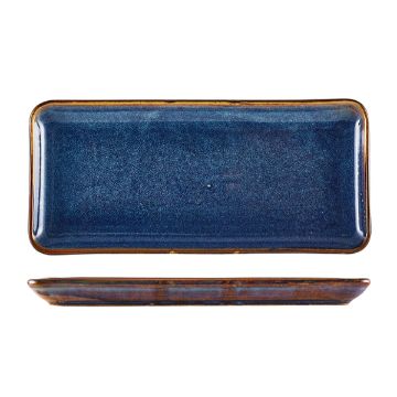 Picture of Terra Porcelain Aqua Blue Narrow Rectangular Platter 36 x 16.5cm - Pack of 3