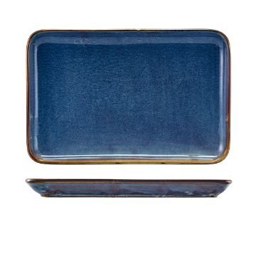 Picture of Terra Porcelain Aqua Blue Rectangular Platter 30 x 20cm - Pack of 3