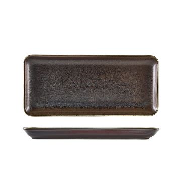 Picture of Terra Porcelain Black Narrow Rectangular Platter 31 x 14cm - Pack of 6