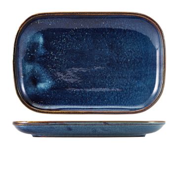 Picture of Terra Porcelain Aqua Blue Rectangular Plate 34.5 x 23.5cm - Pack of 6