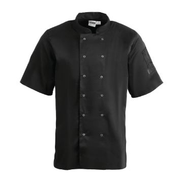 Picture of Whites Vegas Unisex Chefs Jacket Short Sleeve Black XL