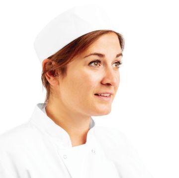 Picture of Whites Chefs Unisex Skull Cap Polycotton White - M