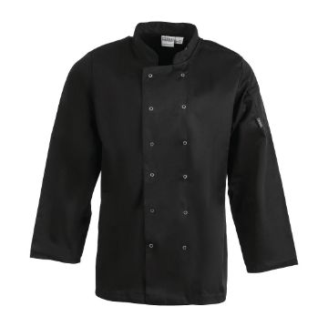 Picture of Whites Vegas Unisex Chefs Jacket Long Sleeve Black XXL