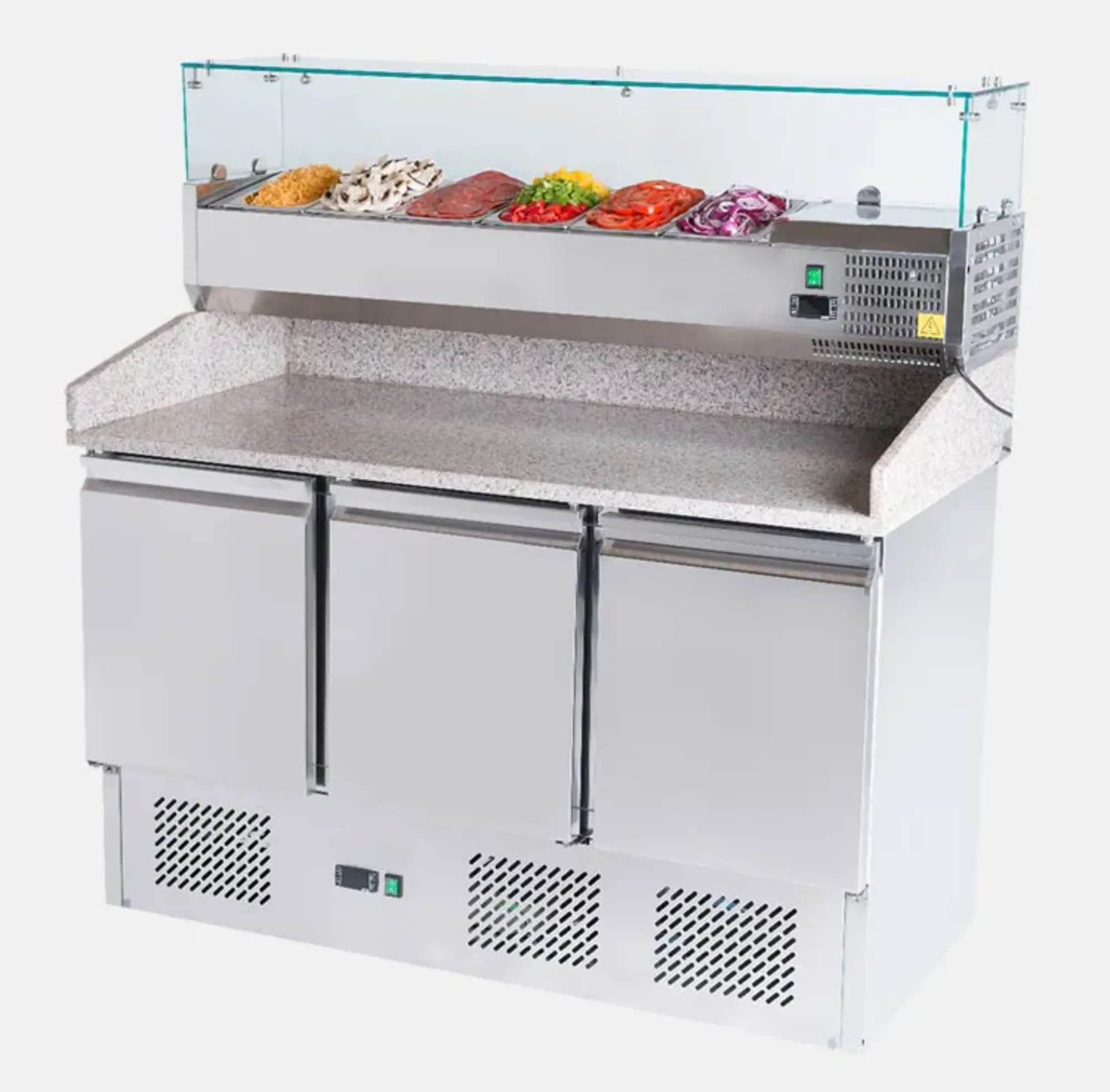 Picture of Ecofrost Pizza Prep Counter 3 Door Granite Top