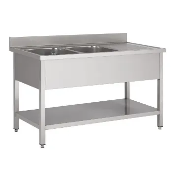 Picture of CombISteel 700 Stainless Steel Sink Unit Shelf 2 Right Sinks 1600