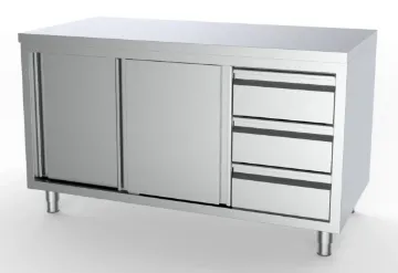 Picture of CombiSteel 700 Worktable Sliding Doors Drawers Right 1400