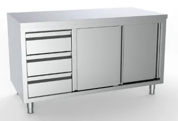 Picture of CombiSteel 700 Worktable Sliding Doors Drawers Left 1400 MM
