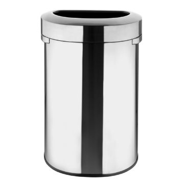 Picture of Bolero 'D' Shape Bin with Open Lid Brushed Steel 86Ltr
