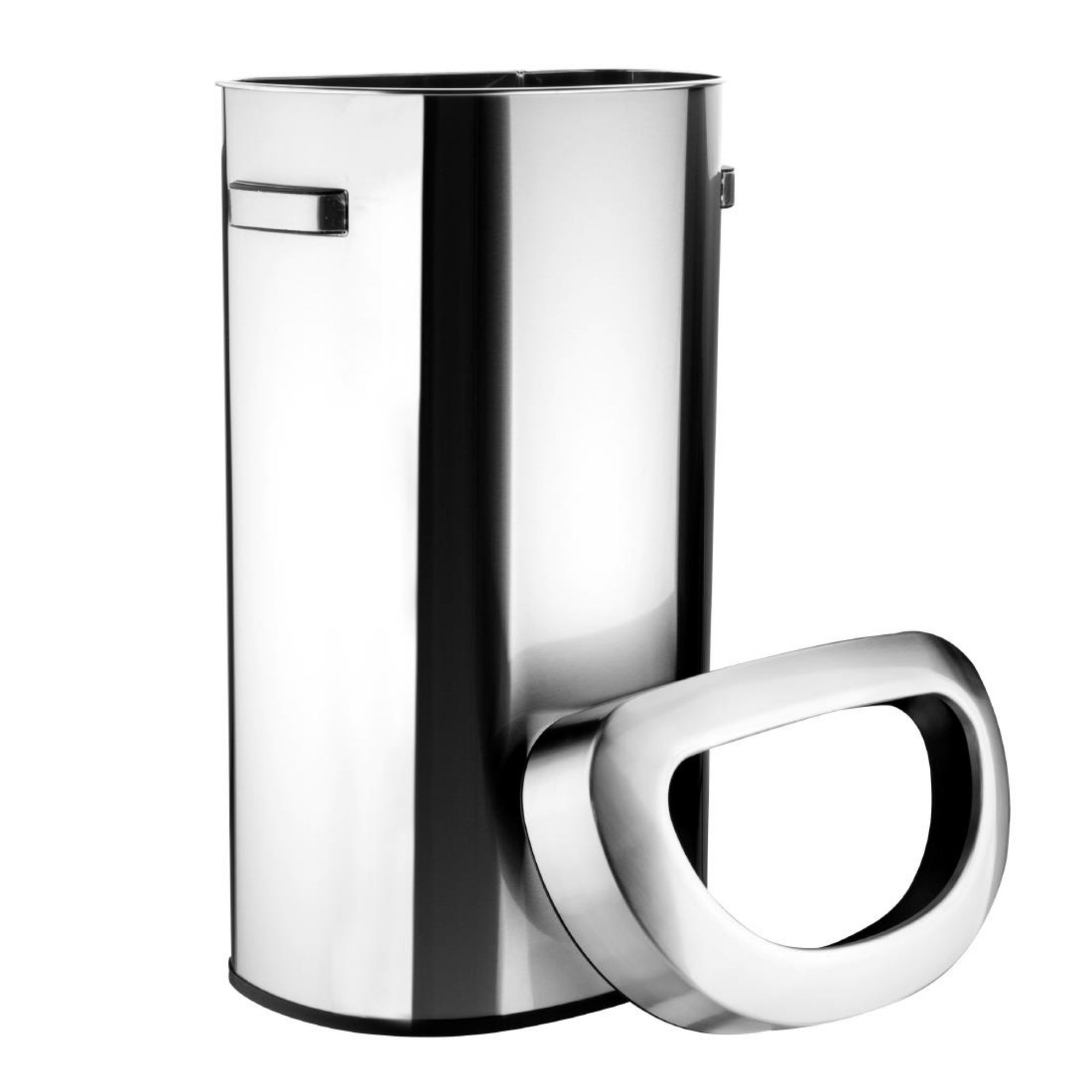 Picture of Bolero 'D' Shape Bin with Open Lid Brushed Steel 86Ltr