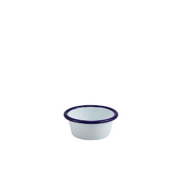 Picture of Enamel Ramekin White with Blue Rim 8cm Dia 90ml/ 3.2oz - Pack of 12