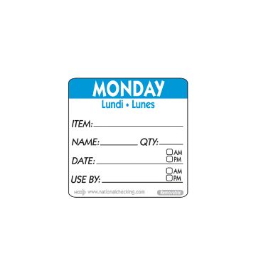 Picture of 50mm Monday Removable Day Label(500)