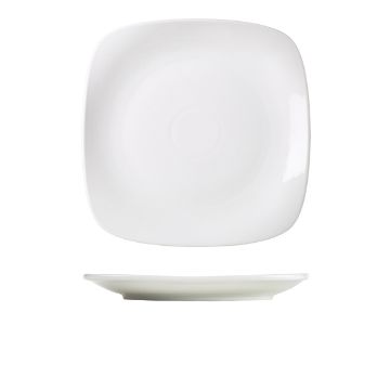 Picture of Genware Porcelain Rounded Square Plate 27cm/ 10.5" - Pack of 6