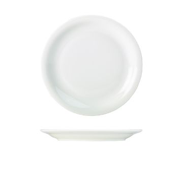 Picture of Genware Porcelain Narrow Rim Plate 24cm/ 9.25" - Pack of 6