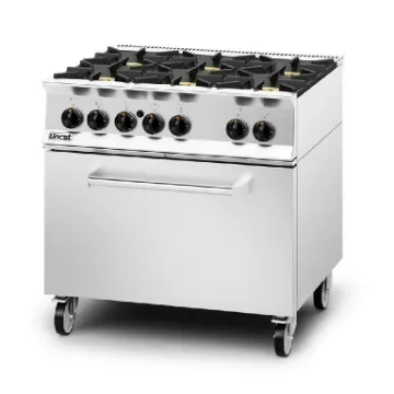 Picture of Lincat Opus 800 Natural Gas Free-standing Oven Range [Drop-Down Door] - 6 Burners - W 900 mm - 55.0 kW