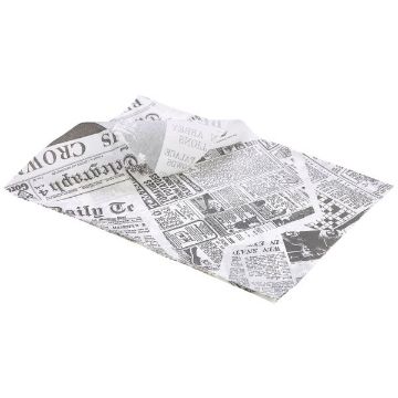 Picture of Greaseproof Paper White Newspaper Print 25 x 35cm
