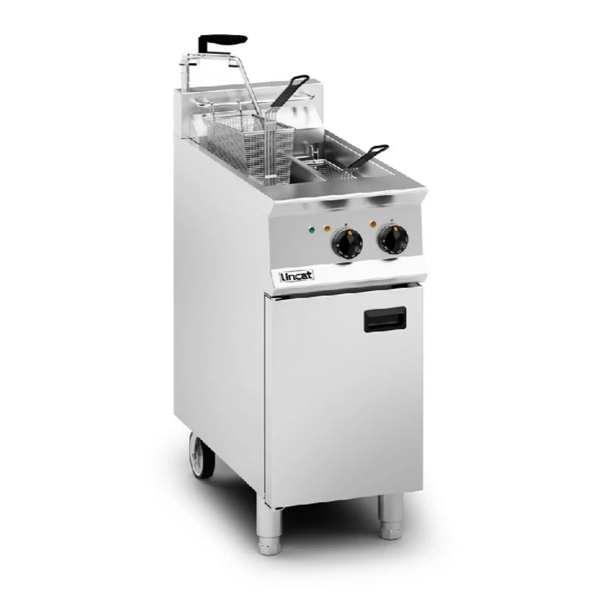 Picture of Lincat Opus 800 Electric Free-standing Twin Tank Fryer with Pumped Filtration - 2 Baskets - W 400 mm - 14.0 kW