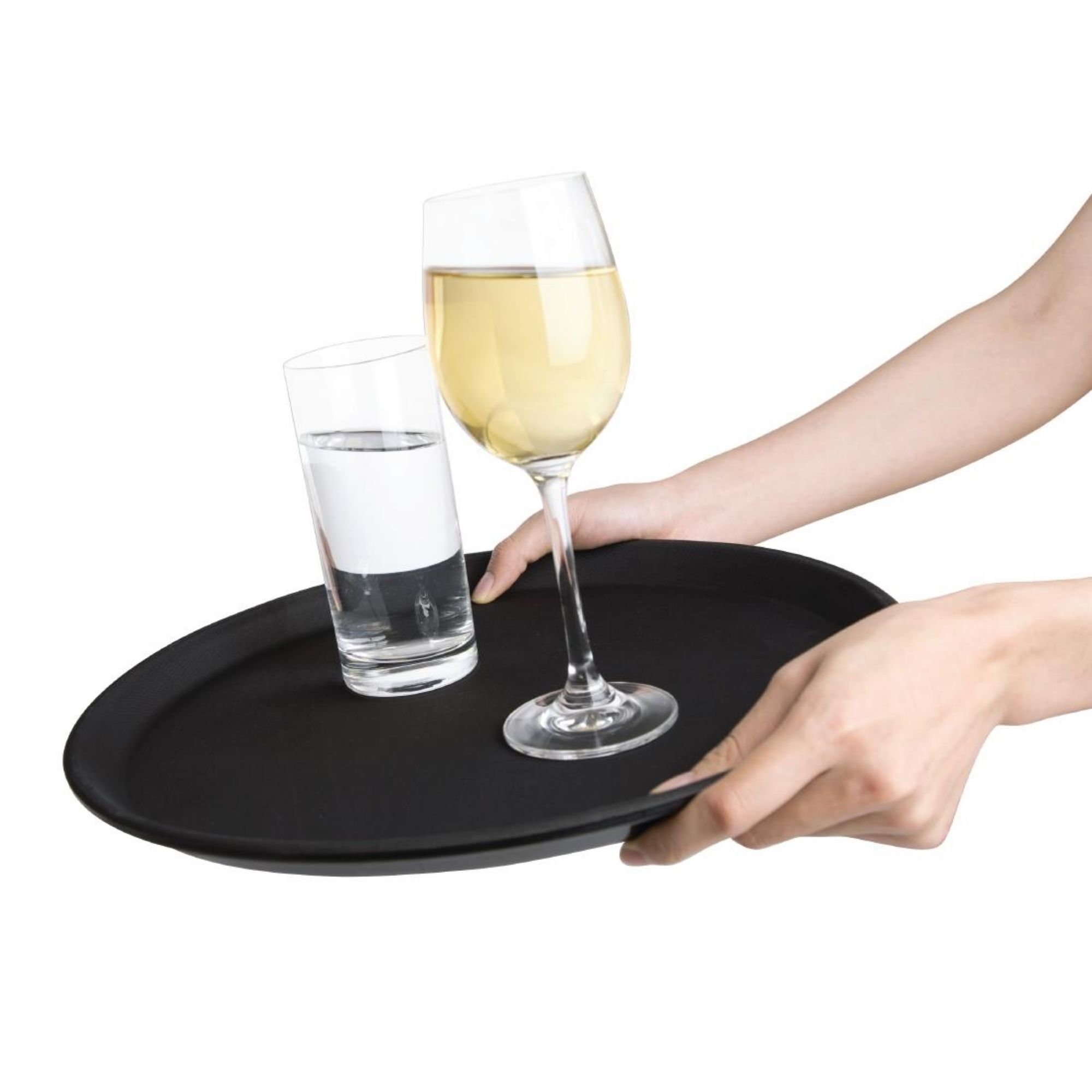 Picture of Olympia Kristallon Fibreglass Round Non-Slip Tray Black 356mm