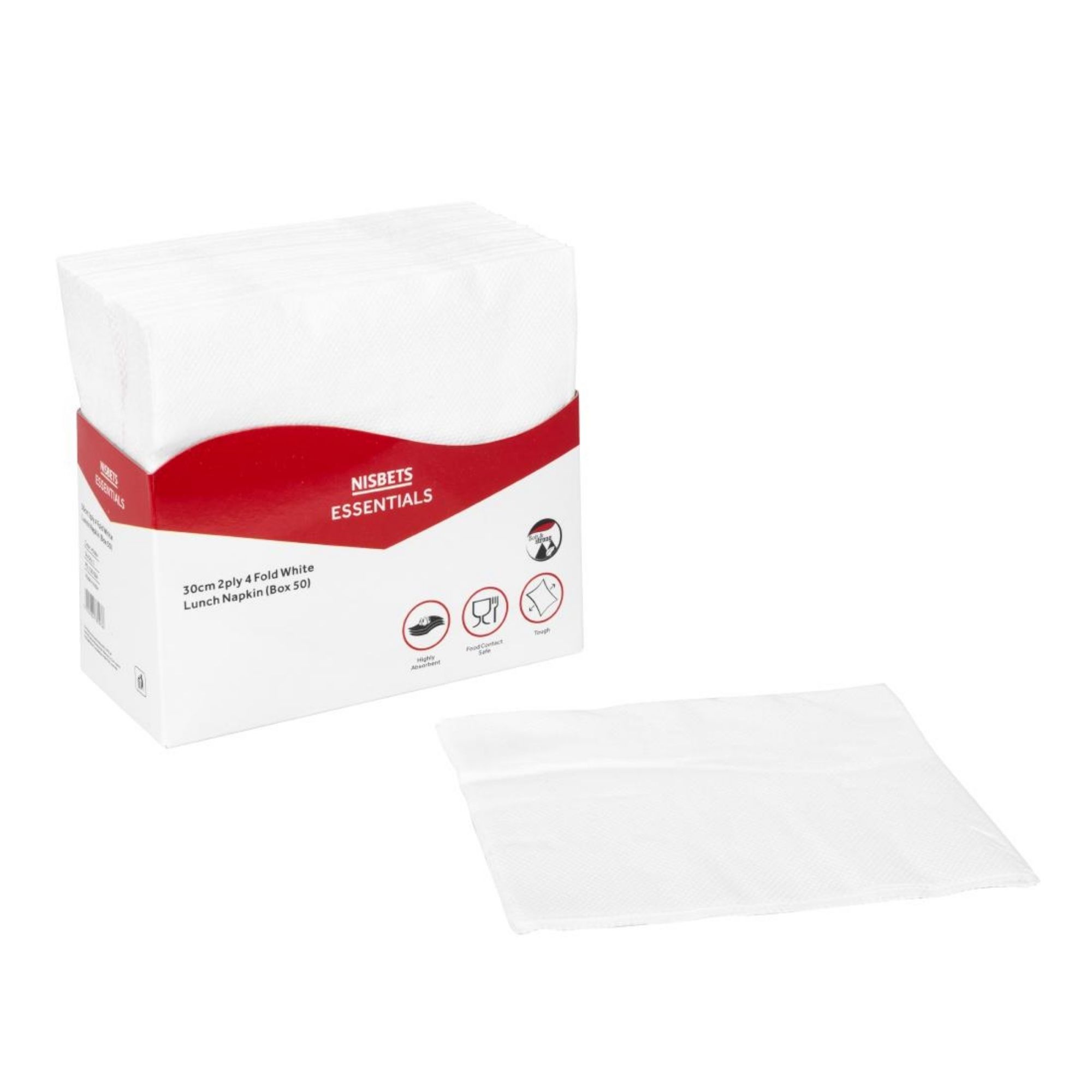 Picture of Nisbets Essentials 2ply 4-Fold White Lunch Napkins (50 pack)