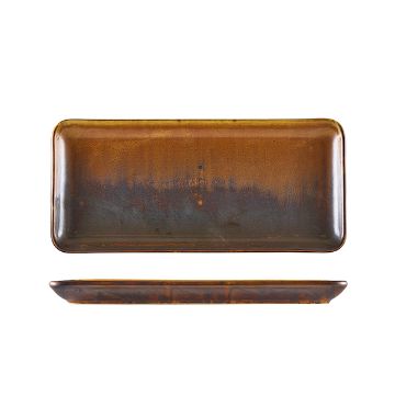 Picture of Terra Porcelain Rustic Copper Narrow Rectangular Platter 31 x 14cm - Pack of 6