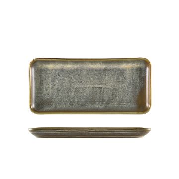 Picture of Terra Porcelain Matt Grey Narrow Rectangular Platter 27 x 12.5cm - Pack of 6