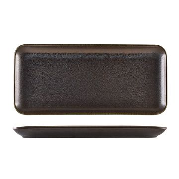 Picture of Terra Porcelain Black Narrow Rectangular Platter 36 x 16.5cm - Pack of 3