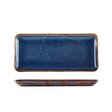Picture of Terra Porcelain Aqua Blue Narrow Rectangular Platter 31 x 14cm - Pack of 6