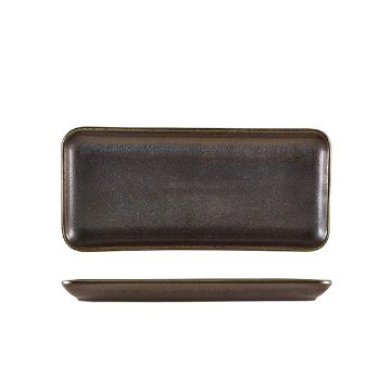 Picture of Terra Porcelain Black Narrow Rectangular Platter 27 x 12.5cm - Pack of 6