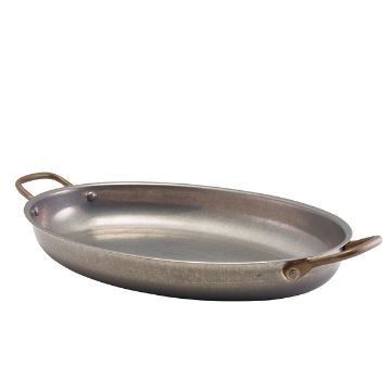 Picture of GenWare Vintage Steel Oval Dish 34 x 23cm - Pack of 3