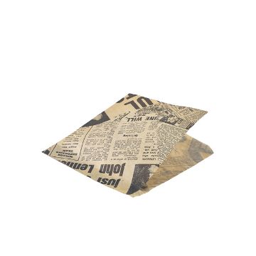 Picture of Greaseproof Paper Bags Brown Newspaper Print 17.5 x 17.5cm