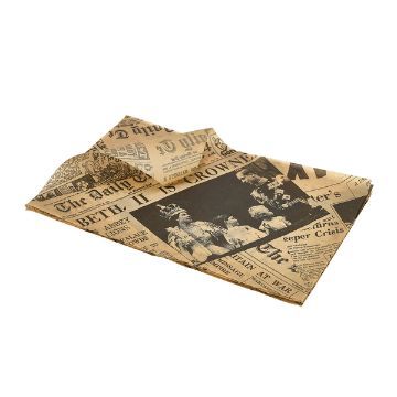 Picture of Greaseproof Paper Brown Newspaper Print 25 x 35cm